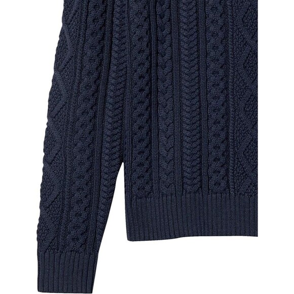 New Goodthreads Men’s Size L T Cable Knit Crewneck Sweater Navy Blue Long Sleeve - Picture 8 of 15